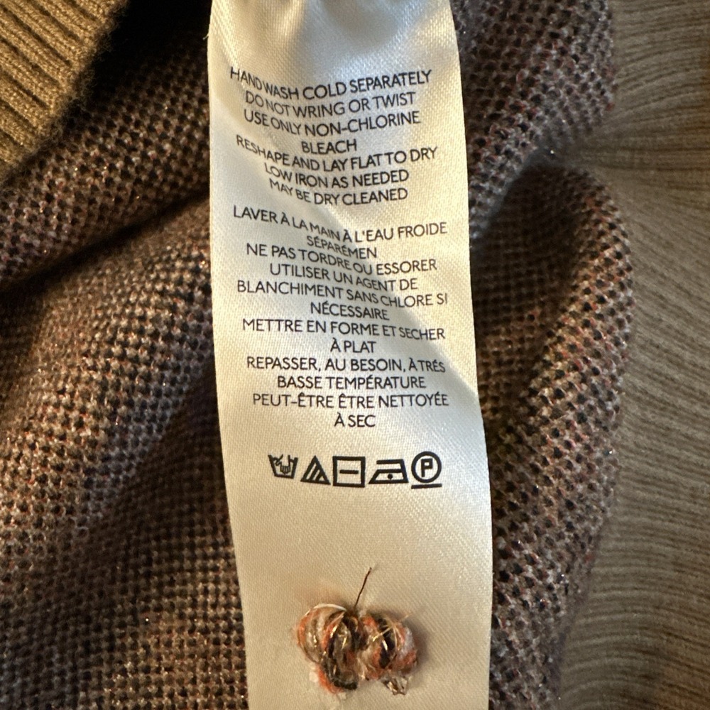 Maeve by Anthropologie Jacquard Sweater Vest Plaid Metallic Heart Size Medium - Picture 8 of 12